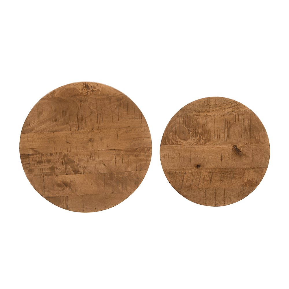 Global Archive Nested Storage Solid Wood and Metal Basket End Tables (Set of 2)