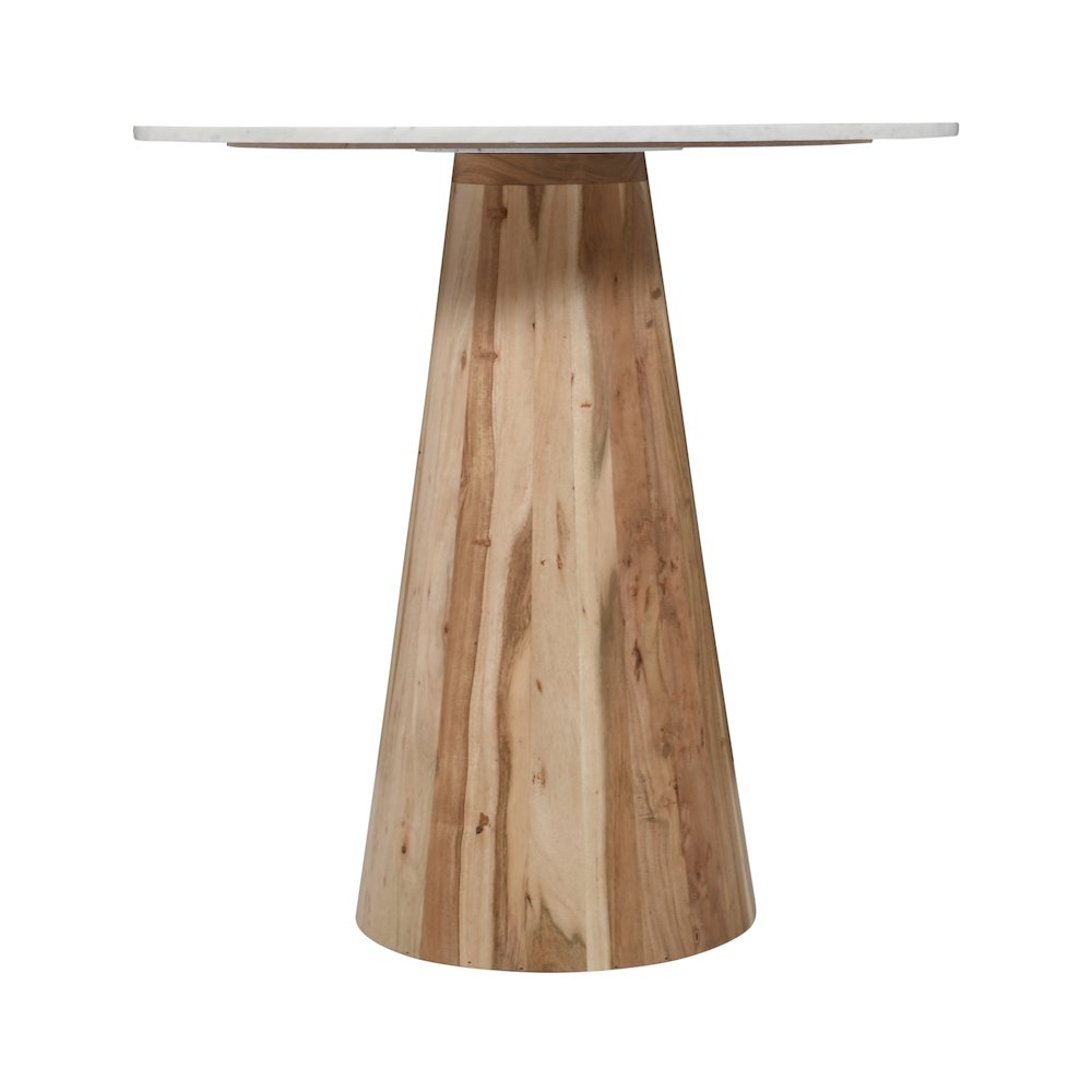 Nolan Luxury Mid-Century Modern 30" Round Marble and Wood Pedestal Dining Table