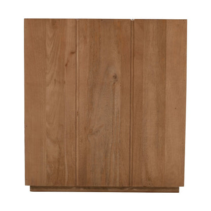 Sequoia 22" Solid Wood Modern Rustic Cube Carved End Table