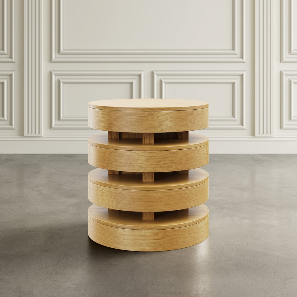 Brix Mid-Century Modern Floating Sculpture Layered Round End Table