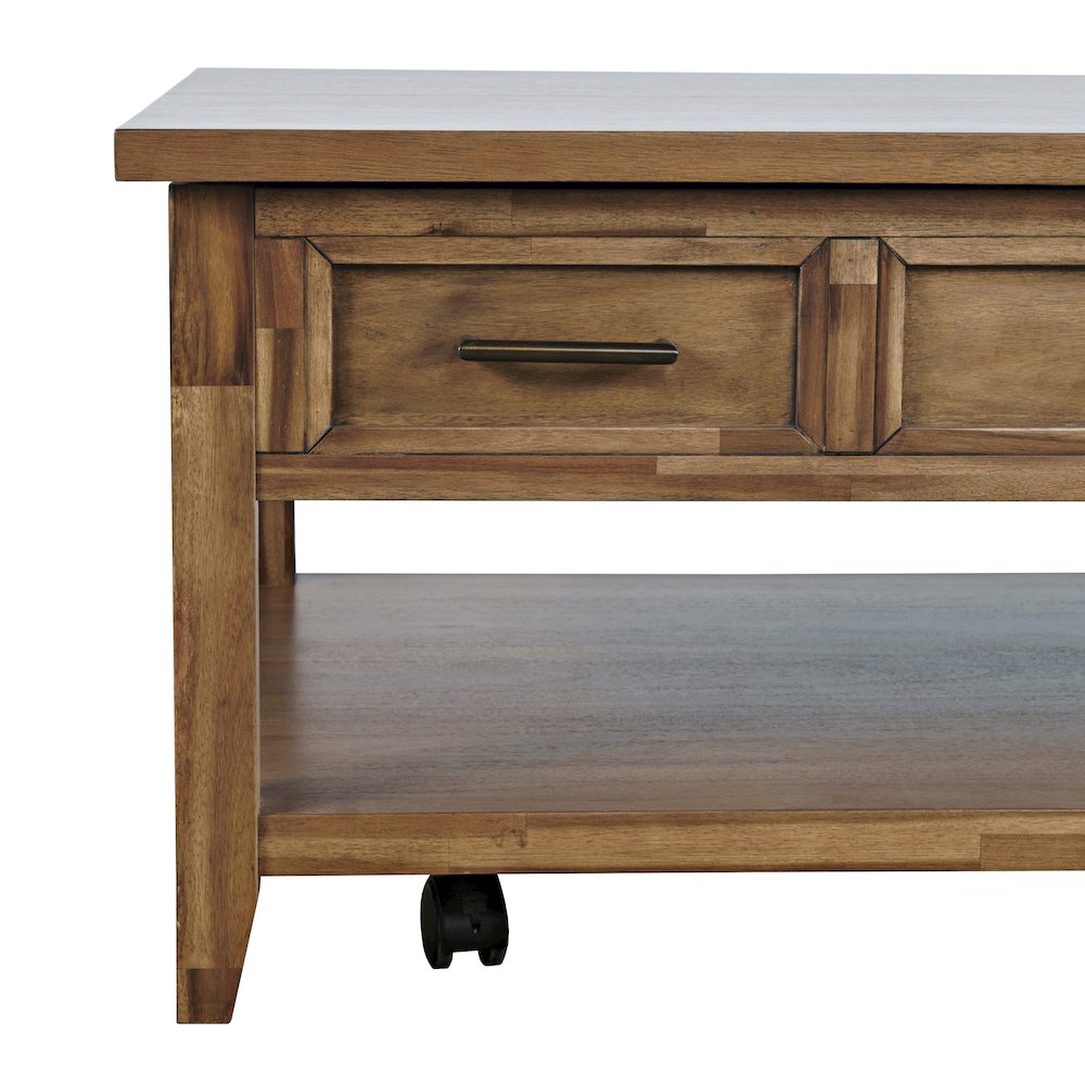 Claremont Transitional Rustic Wood Lift-Top Coffee Table with Wheels