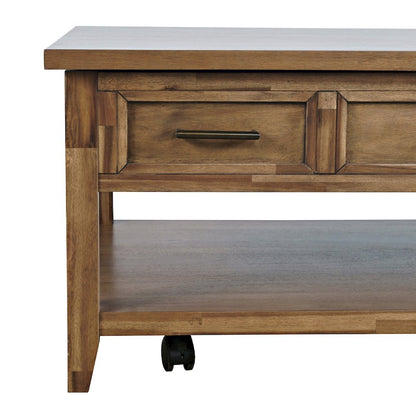 Claremont Transitional Rustic Wood Lift-Top Coffee Table with Wheels