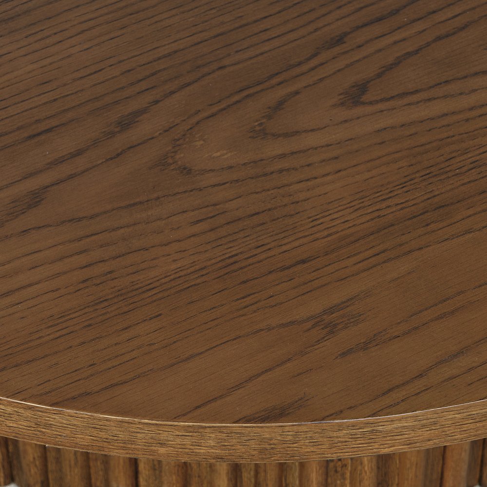 40" Round Mid-Century Modern Fluted Pedestal Base Coffee Table
