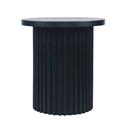 Auden 24" Round Mid-Century Modern Fluted Pedestal Base End Table