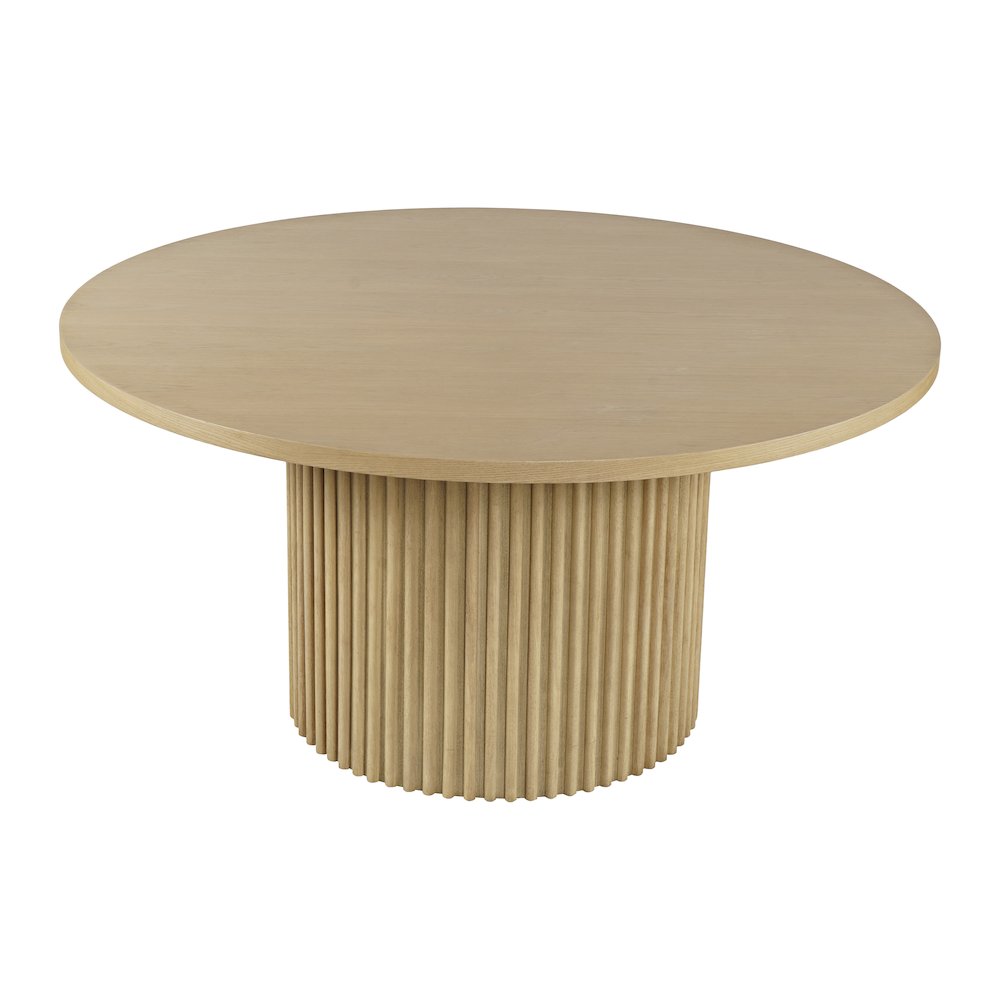 Auden 60" Round Mid-Century Modern Fluted Pedestal Base Dining Table