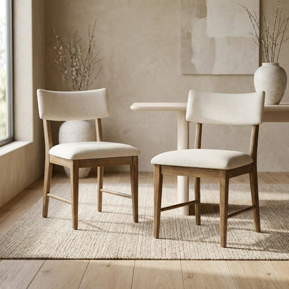 Contemporary Upholstered Split Back Dining Chair, Chestnut, Set of 2