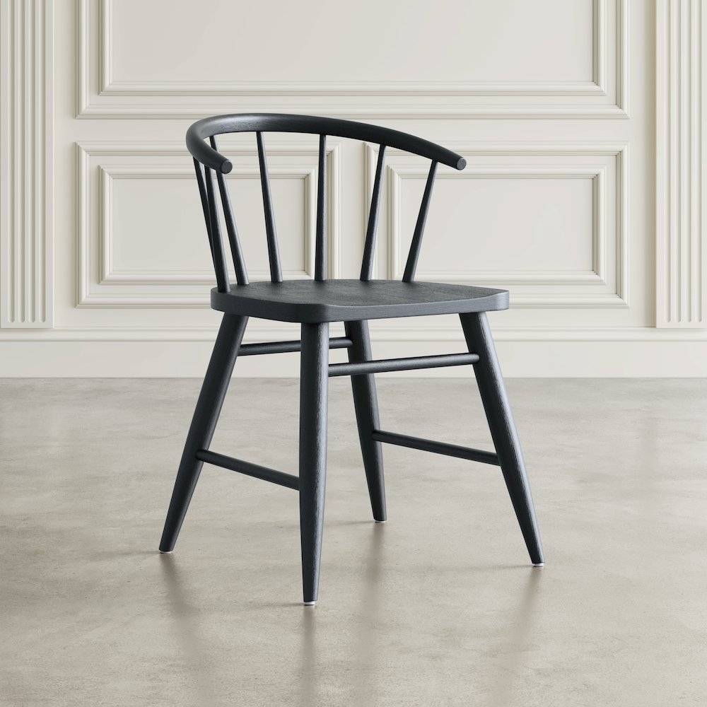Fitz Traditional Solid Wood Curved Back Spindle Dining Chair (Set of 2)