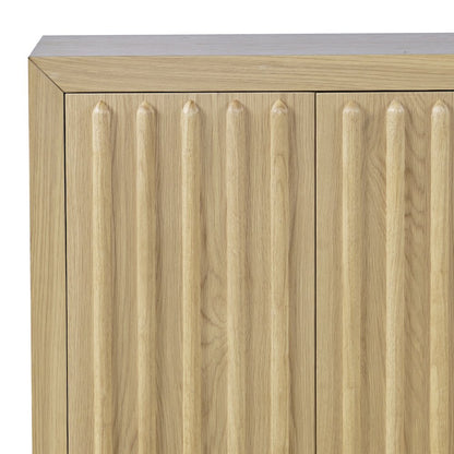 Maven 60" Mid-Century Modern Fluted Four Door Sideboard Storage Cabinet