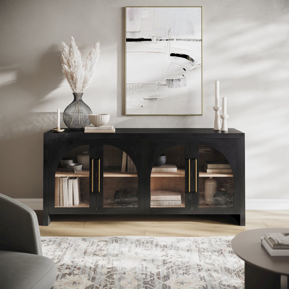 Archimedes 70" Curved Arch Four Door Sideboard Storage Cabinet