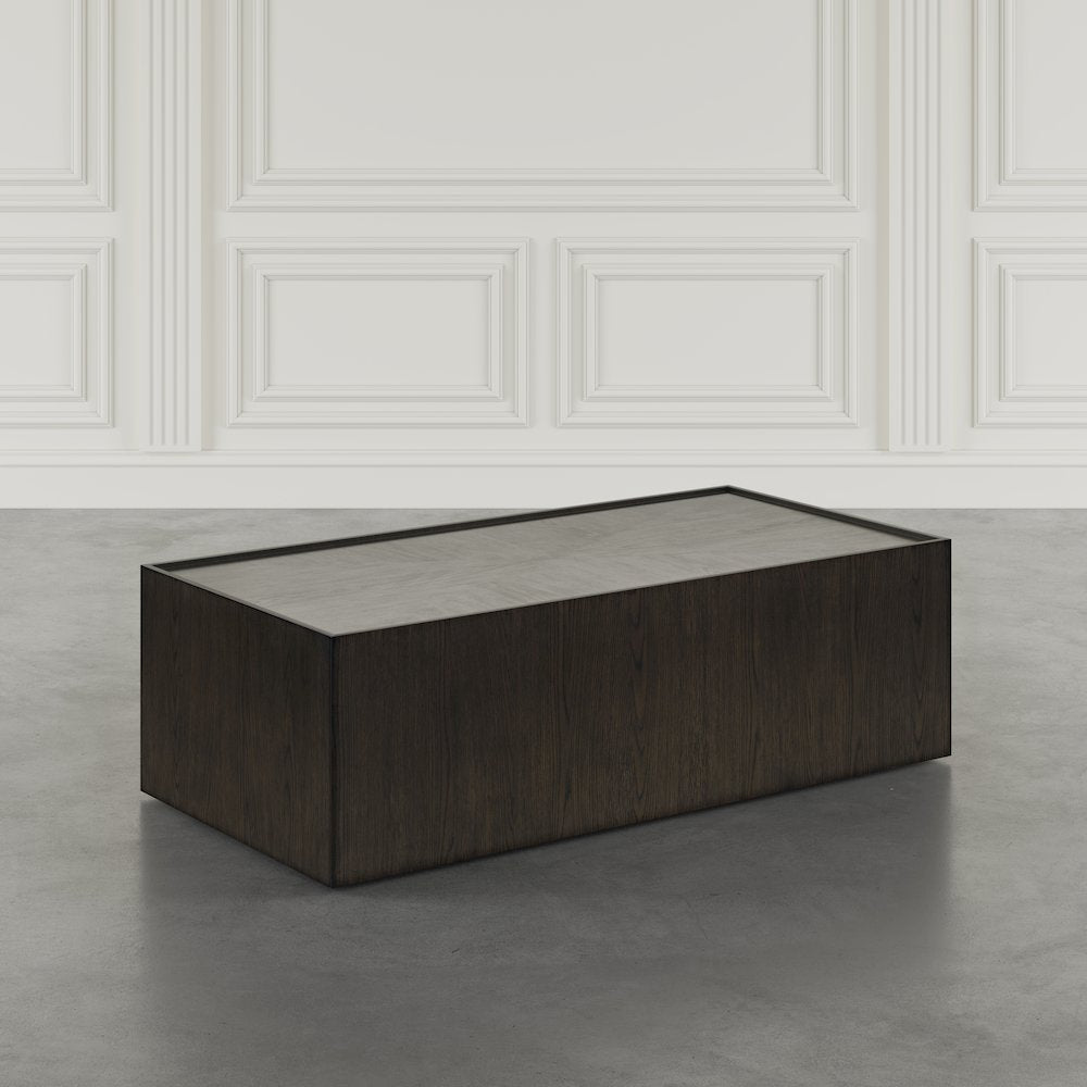 Laurel Creek Modern Contemporary 52" Block Coffee Table with Hidden Casters