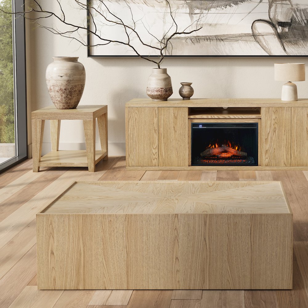 Laurel Creek Modern Contemporary 52" Block Coffee Table with Hidden Casters
