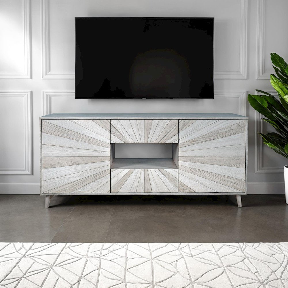 Reece 70" Mid-Century Modern Starburst TV Stand Console Storage Cabinet
