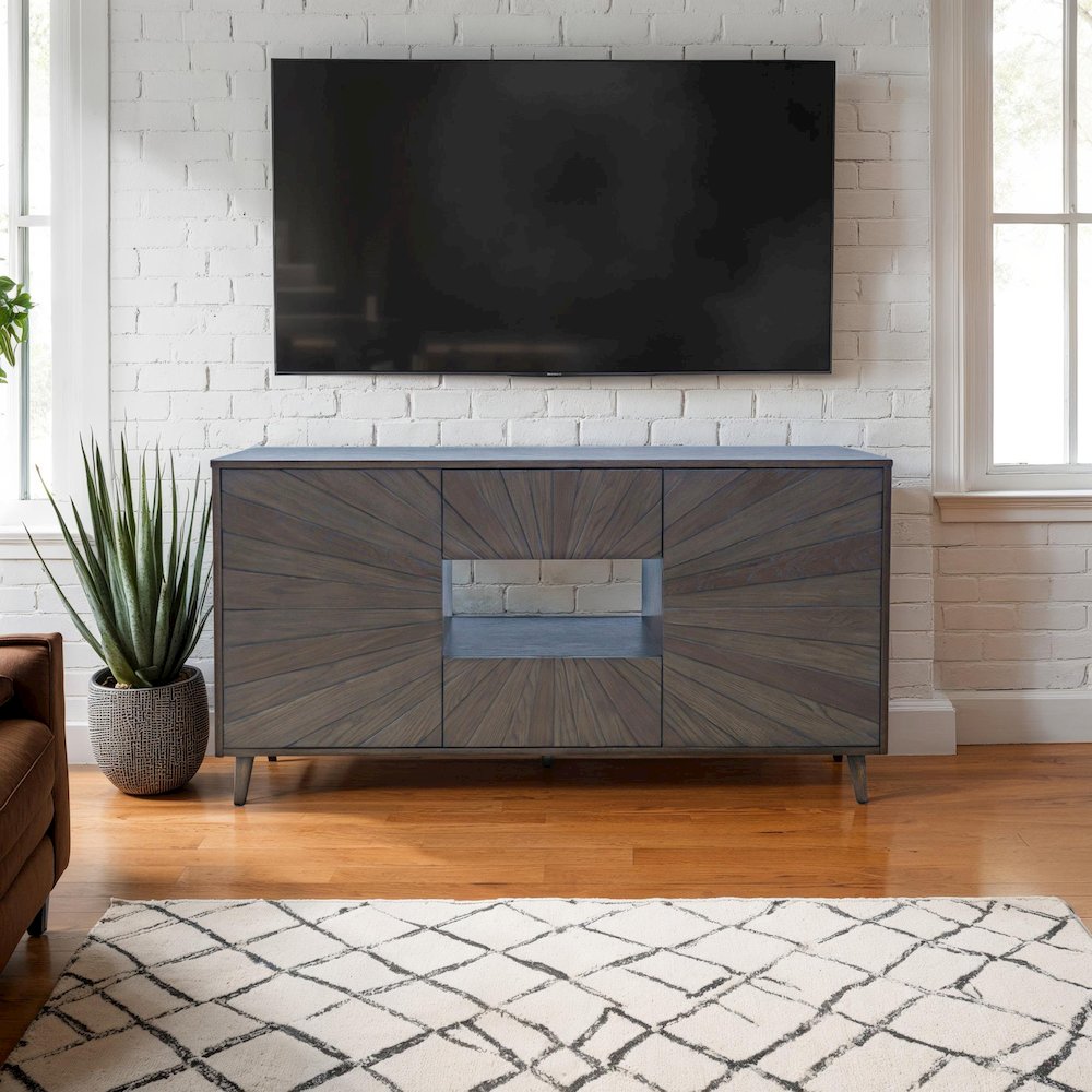 Reece 60" Mid-Century Modern Starburst TV Stand Console Storage Cabinet