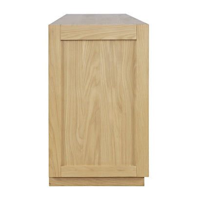 50" Contemporary Media Console with Tempered Glass Doors, Drawers and Shelves