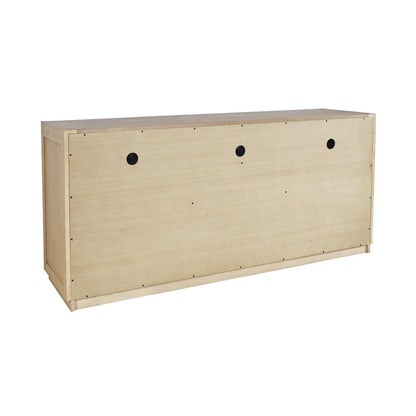 70" Contemporary Media Console with Tempered Glass Doors, Drawers and Shelves