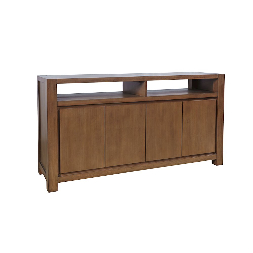 60" Modern Transitional Media Console TV Stand with Four-Door Cabinet Storage