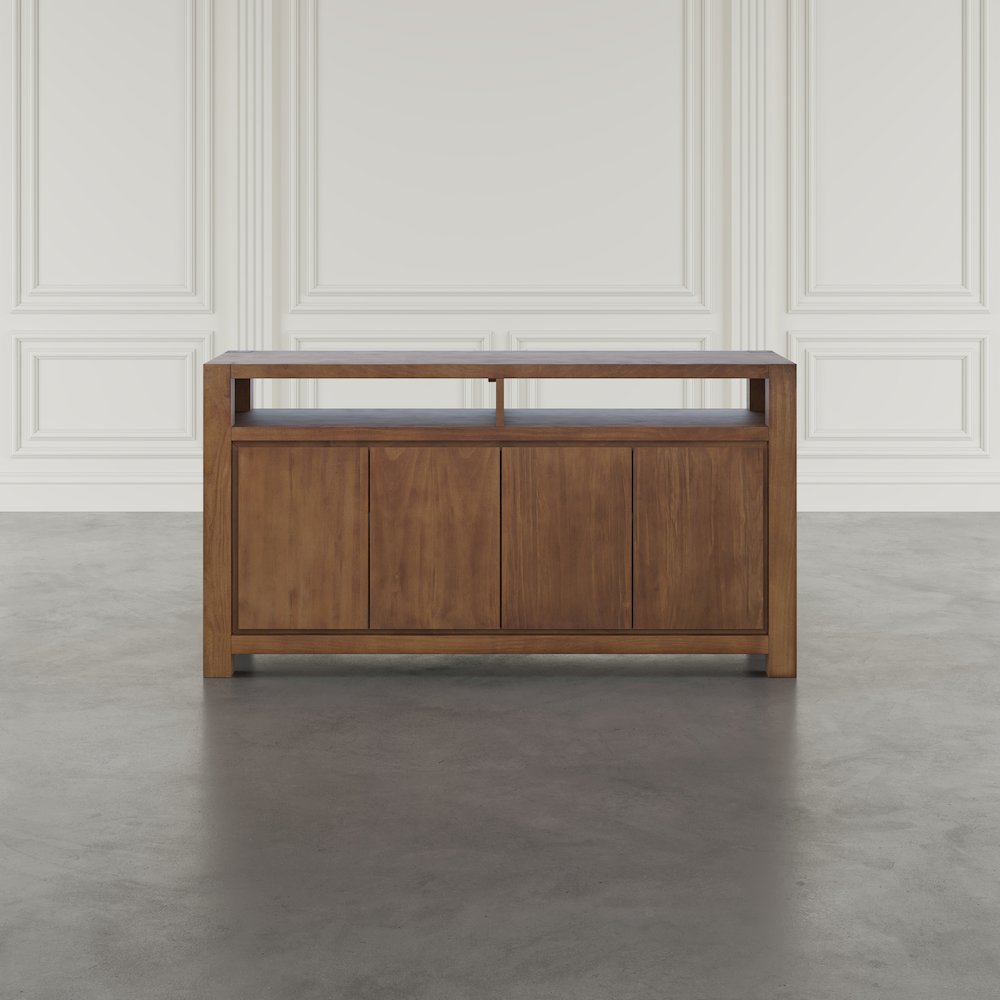 60" Modern Transitional Media Console TV Stand with Four-Door Cabinet Storage