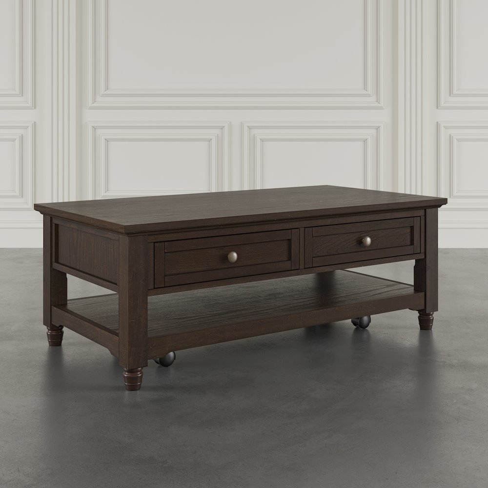 Brentwood Modern Transitional 50" Coffee Table With Storage and Caster Wheels