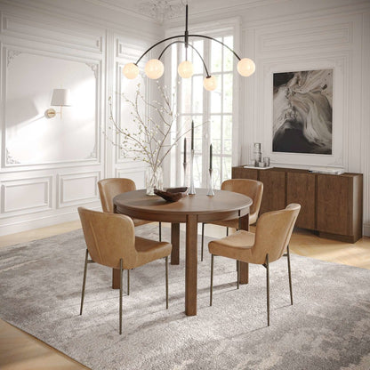 Easley Curved-Back Modern Dining Chair with Antique Brass Legs - Set of 2