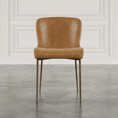 Easley Curved-Back Modern Dining Chair with Antique Brass Legs - Set of 2