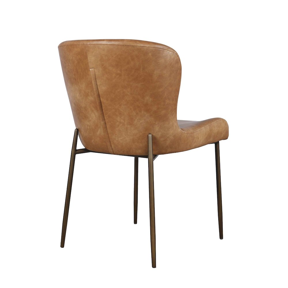 Easley Curved-Back Modern Dining Chair with Antique Brass Legs - Set of 2