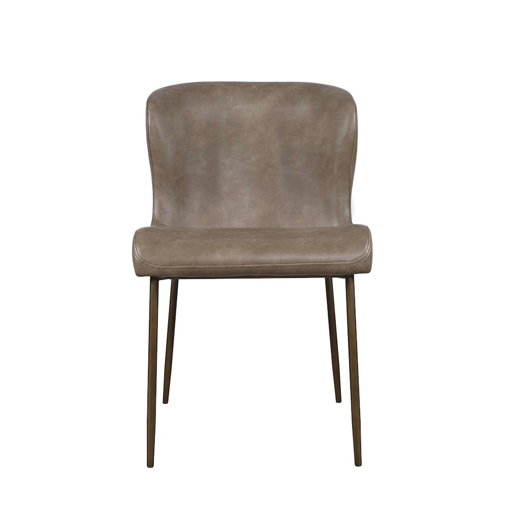 Easley Curved-Back Modern Dining Chair with Antique Brass Legs - Set of 2