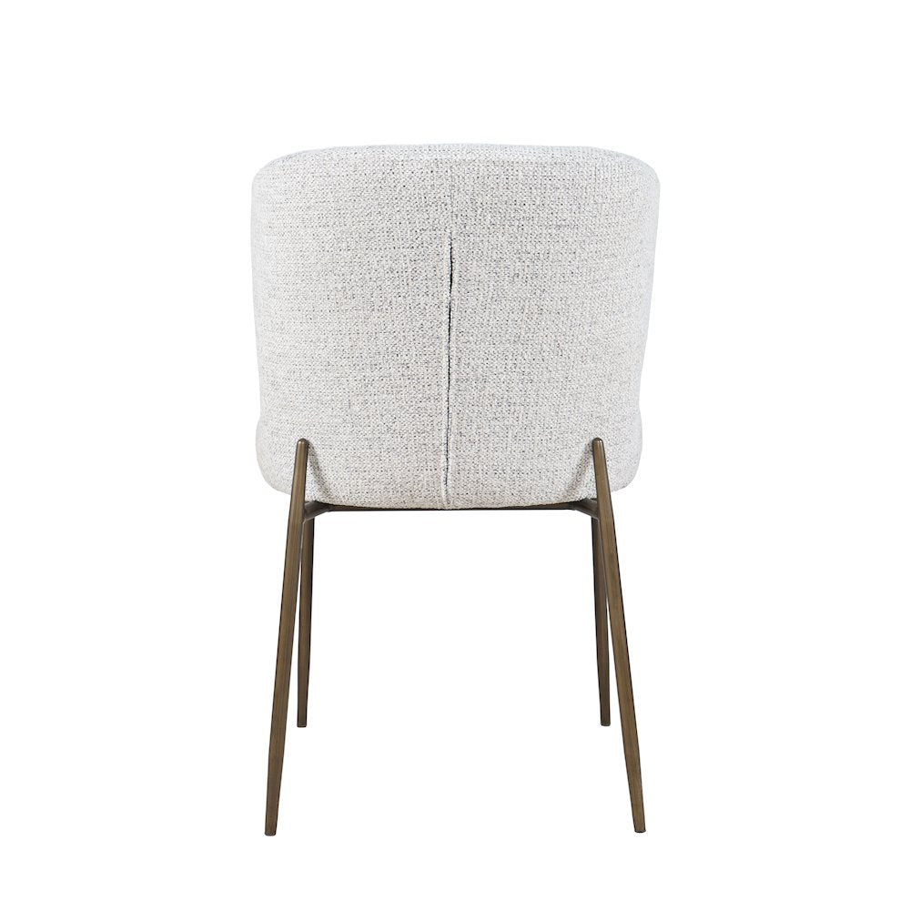 Upholstered Dining Chair with Performance Fabric and Antique Brass Legs-Set of 2