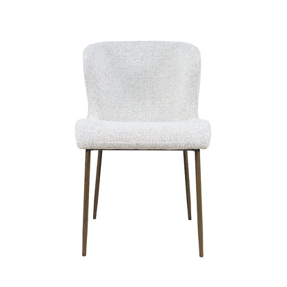 Upholstered Dining Chair with Performance Fabric and Antique Brass Legs-Set of 2
