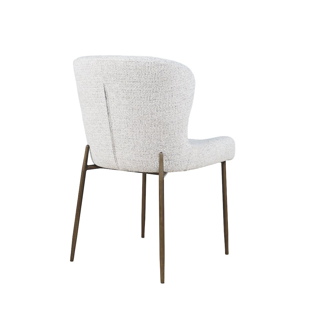 Upholstered Dining Chair with Performance Fabric and Antique Brass Legs-Set of 2