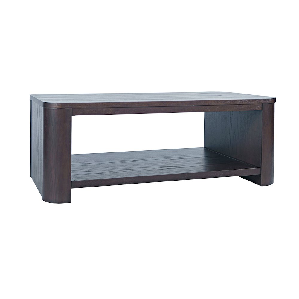 Janzen Contemporary Modern 50" Rolling Coffee Table with Open Storage Shelf