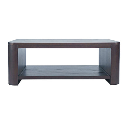 Janzen Contemporary Modern 50" Rolling Coffee Table with Open Storage Shelf