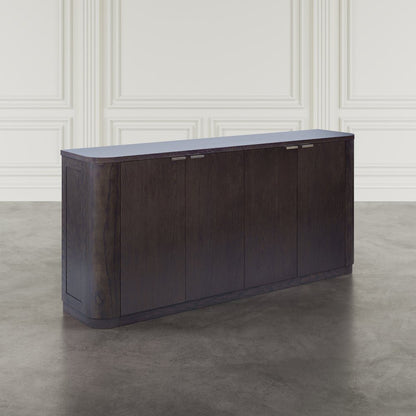 68" Minimalist Modern Curved Storage Console TV Cabinet with Adjustable Shelves