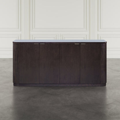 68" Minimalist Modern Curved Storage Console TV Cabinet with Adjustable Shelves