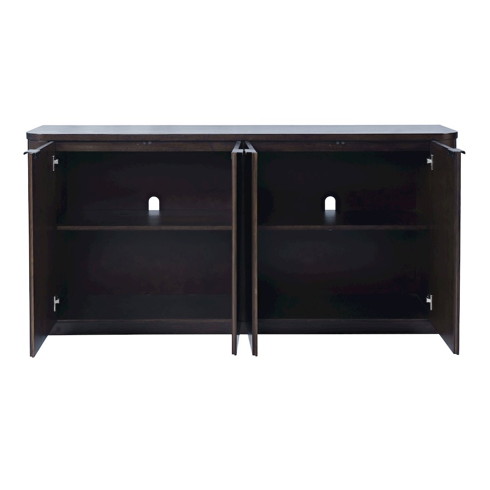 68" Minimalist Modern Curved Storage Console TV Cabinet with Adjustable Shelves