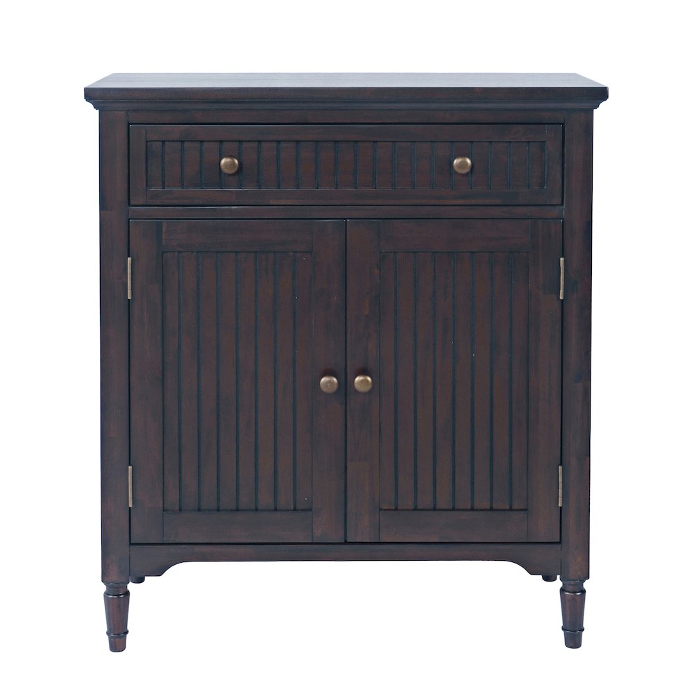 32" Slat Panel Door Accent Cabinet -Transitional Storage with Adjustable Shelves