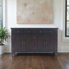 58" Slat Panel Door Sideboard Cabinet - Transitional Storage, Adjustable Shelves