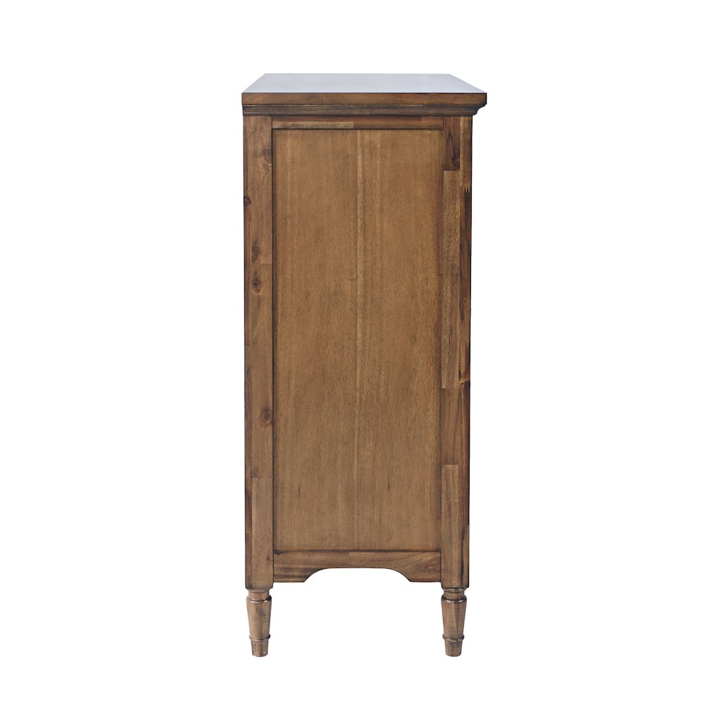 32" Slat Panel Door Accent Cabinet -Transitional Storage with Adjustable Shelves