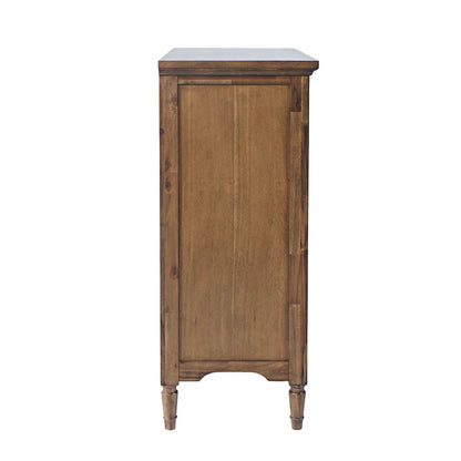 32" Slat Panel Door Accent Cabinet -Transitional Storage with Adjustable Shelves