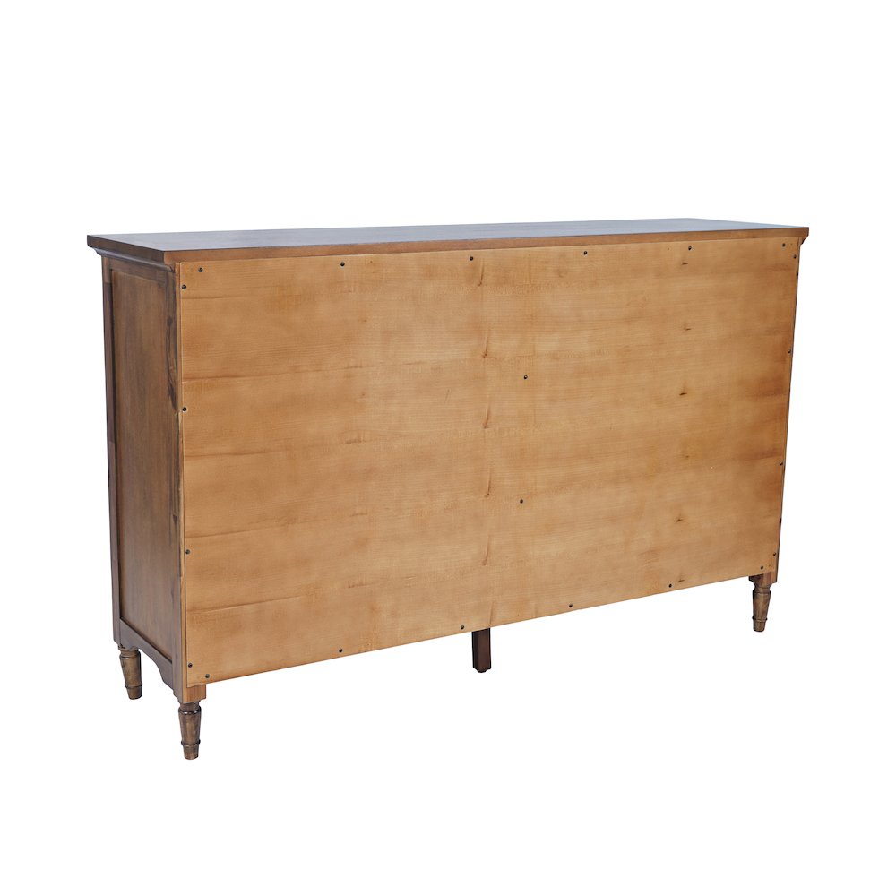 58" Slat Panel Door Sideboard Cabinet - Transitional Storage, Adjustable Shelves