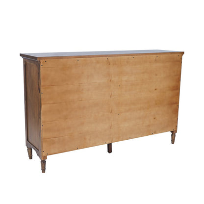 58" Slat Panel Door Sideboard Cabinet - Transitional Storage, Adjustable Shelves