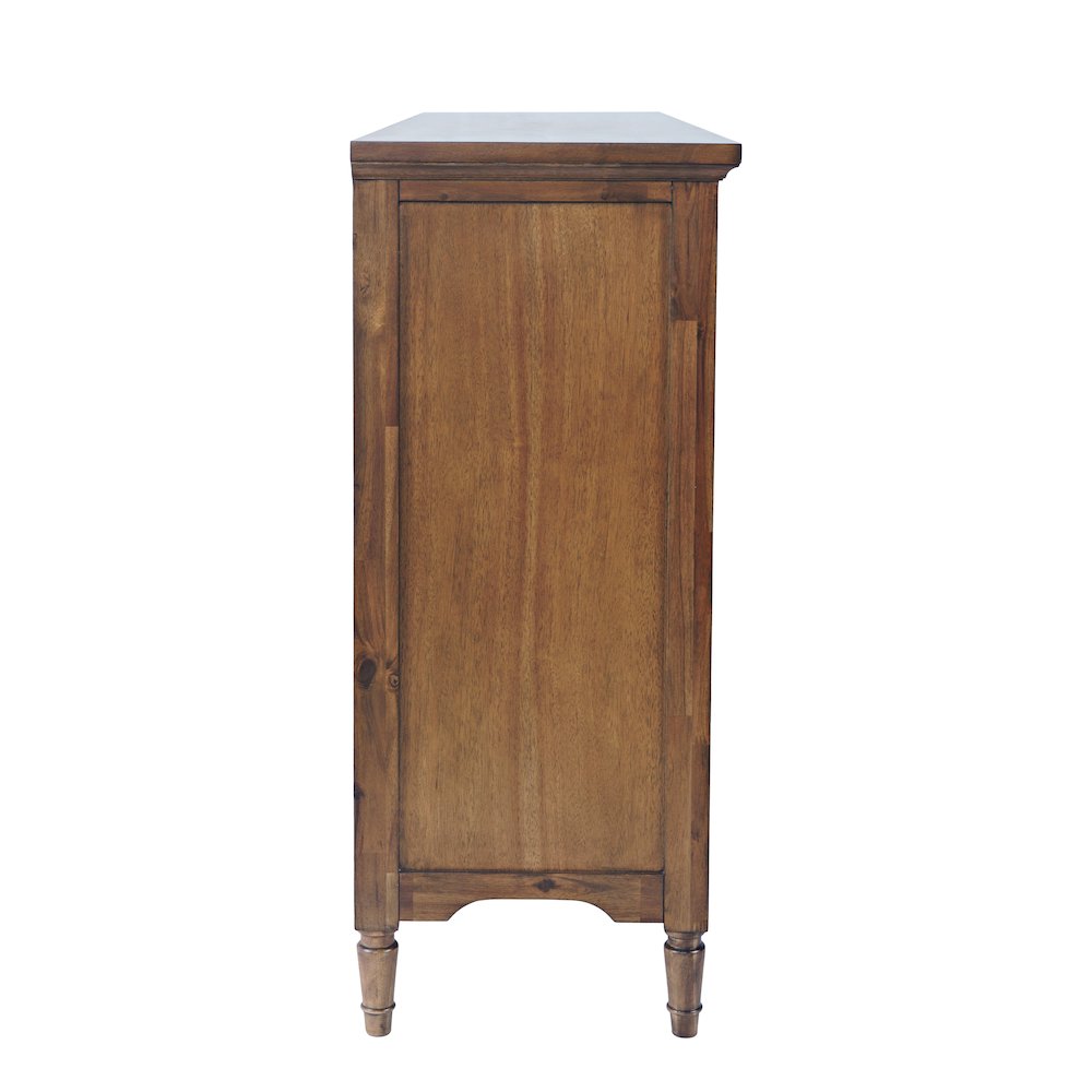 58" Slat Panel Door Sideboard Cabinet - Transitional Storage, Adjustable Shelves