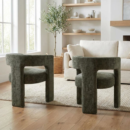Gwen Modern Luxury Jacquard Fabric Sculpture Armchair - Set of 2