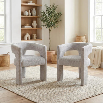Gwen Modern Luxury Jacquard Fabric Sculpture Armchair - Set of 2