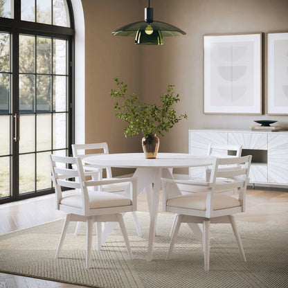 Axis Mid-Century Modern Upholstered Ladderback Swivel Dining Chair - Set of 2