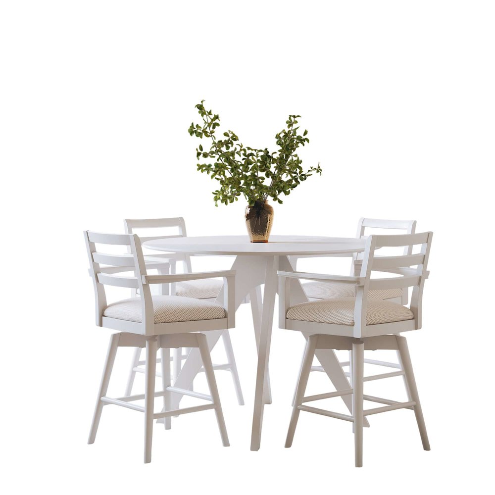Axis Mid-Century Modern 5-Pc Round Counter Height Ladderback Swivel Dining Set