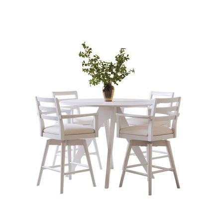 Axis Mid-Century Modern 5-Pc Round Counter Height Ladderback Swivel Dining Set
