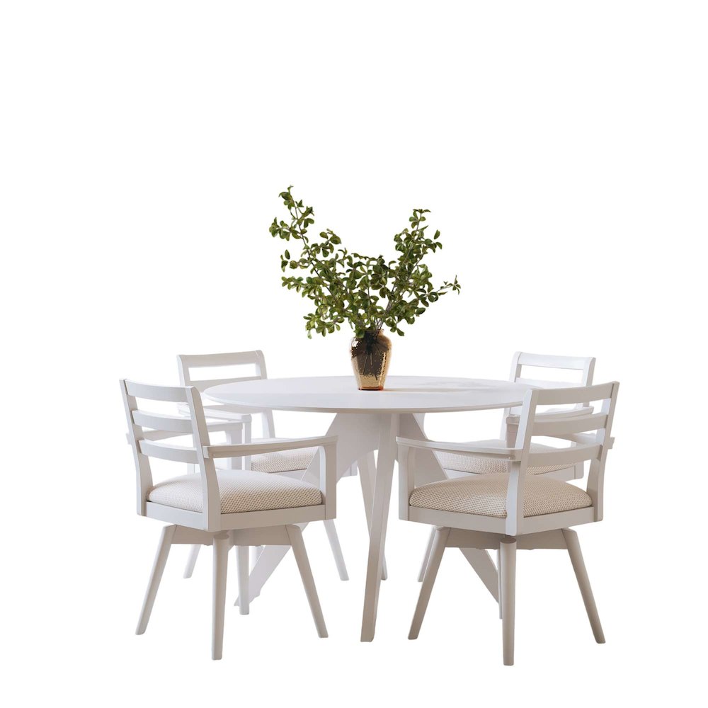 Axis Mid-Century Modern Five Piece Round Ladderback Swivel Dining Set