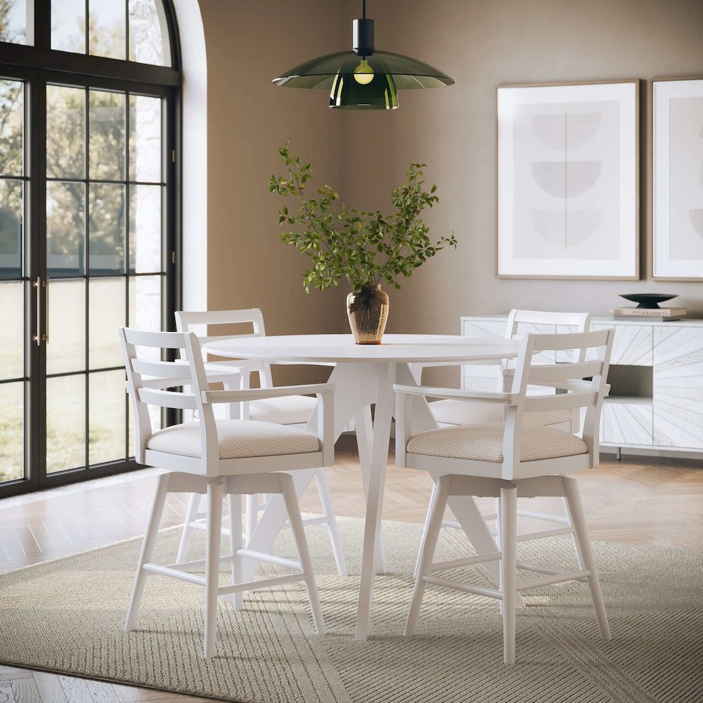 Axis Mid-Century Modern Upholstered Ladderback Swivel Barstool - Set of 2