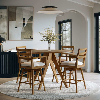 Axis Mid-Century Modern 47" Round Cross-Base Counter Height Dining Table