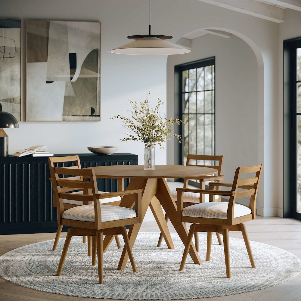 Axis Mid-Century Modern 47" Round Cross-Base Dining Table